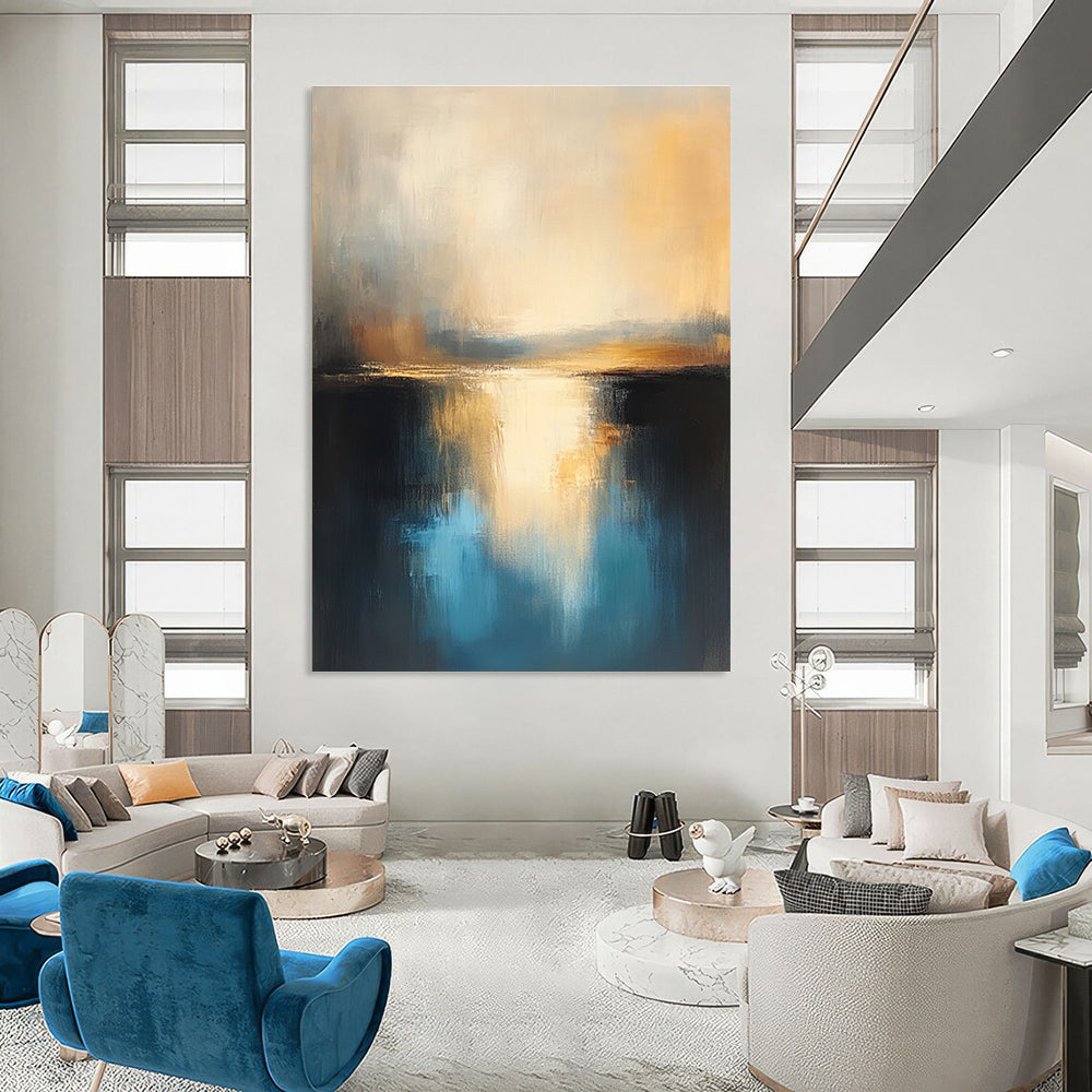 Reflective Horizon - Minimalist Landscape Abstract Painting GAB0629