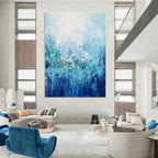 Blue and Green Textured Abstract Painting for Coastal - Inspired Living Spaces GAB0920