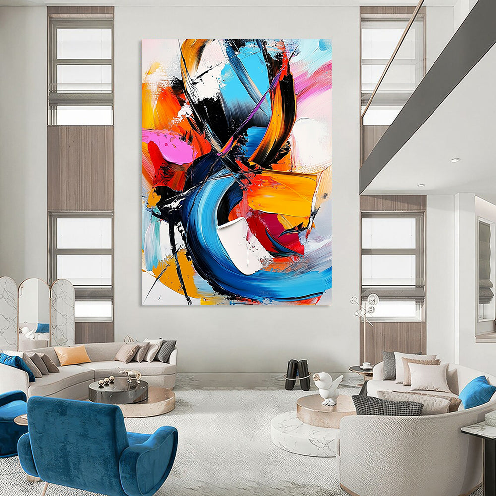Vibrant Color Fusion Abstract Painting for Creative Coworking Spaces GAB0855