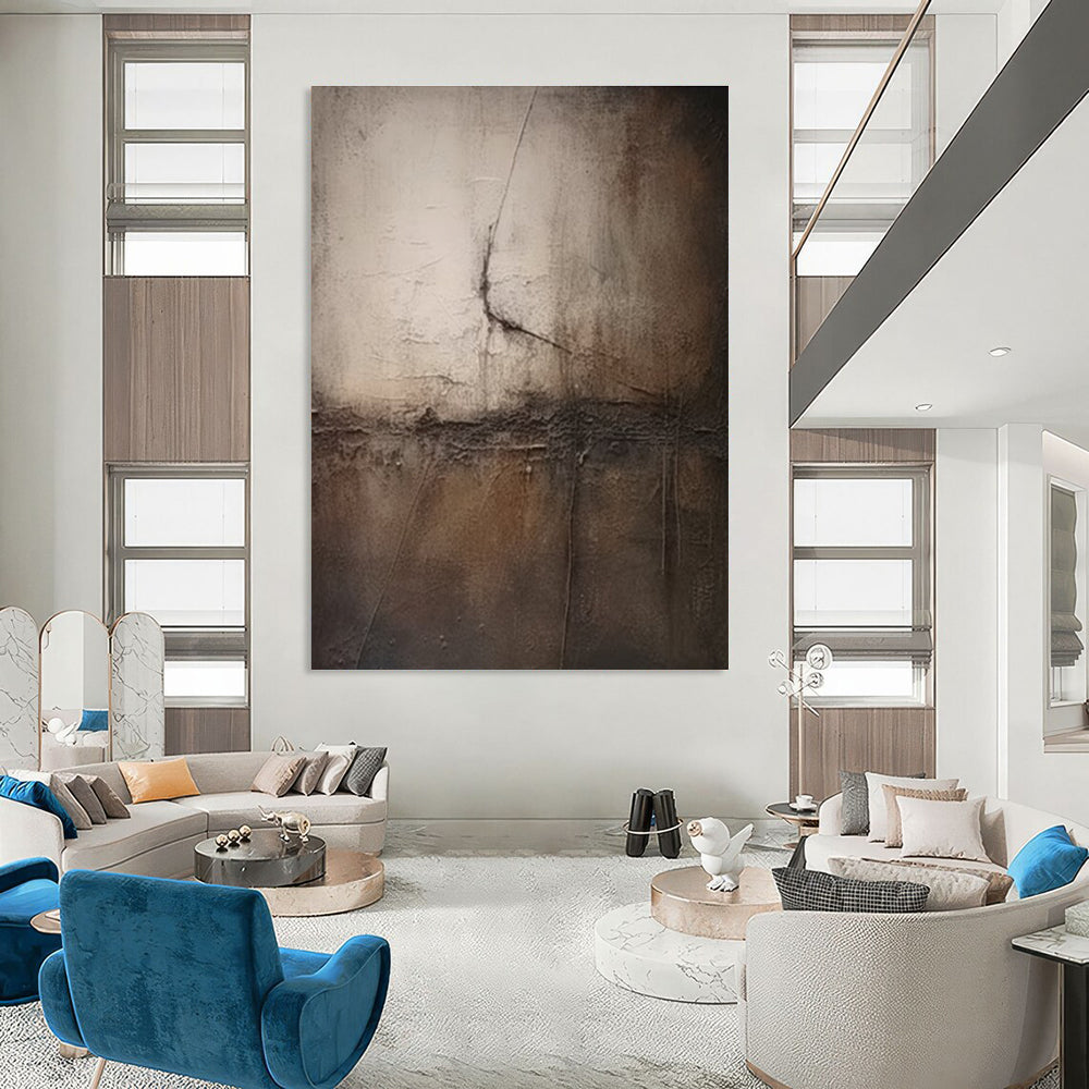 Dark Textured Abstract with Cracked Effect Abstract Painting for Art - Centric Studies HENG357