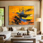 Vivid Yellow Blue Abstract Painting with Dynamic Energy WINK710