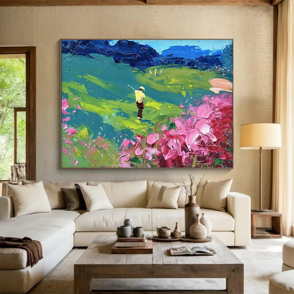 Golfer Abstract Painting for Golf Club House Lounges YHT446