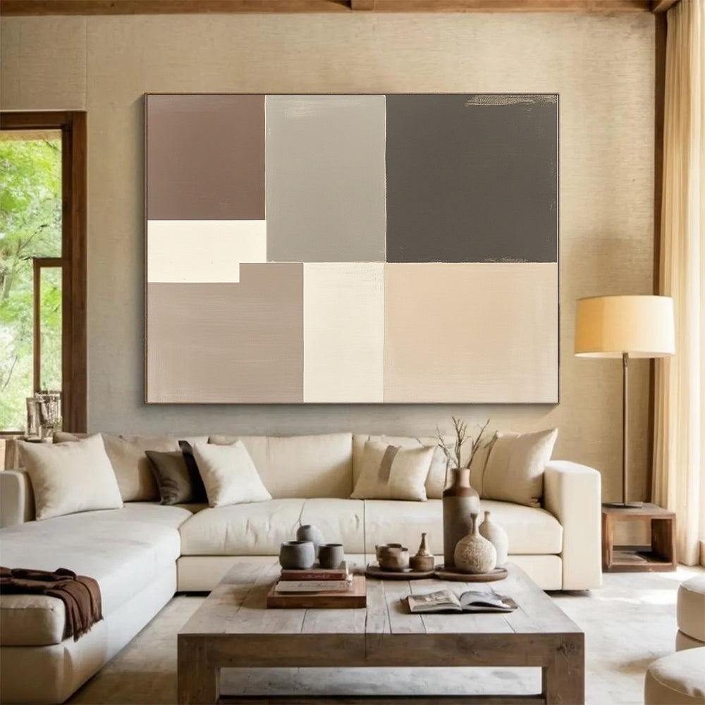 Neutral Color Blocks Abstract Painting with Minimalist Harmony WINK003
