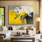 Yellow Black White Abstract Painting with Dynamic Energy WINK552