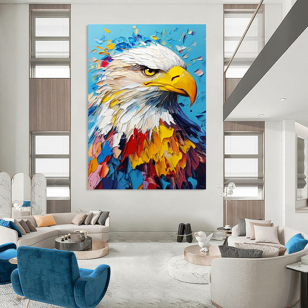 Colorful Eagle Portrait Abstract Painting for Patriotic - Themed Spaces GAB1323