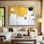 Yellow - Dominant Geometric Abstract Painting with Bright Cheerful Compositions ABS550