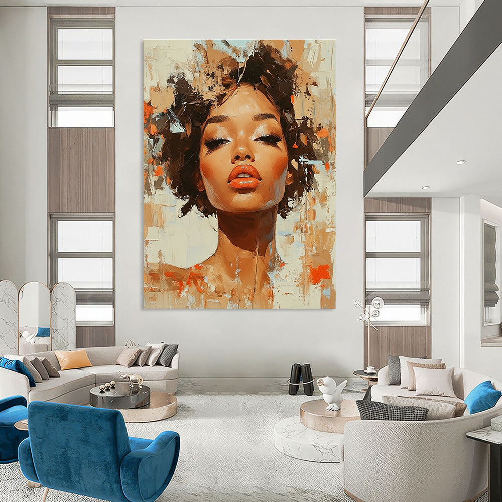 Portrait with Textured Background Abstract Painting for Creative Studio Lounges GAB1281