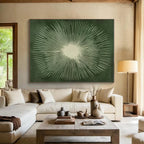 Green Sunburst Design Abstract Painting with Radiant Symmetry WINK267