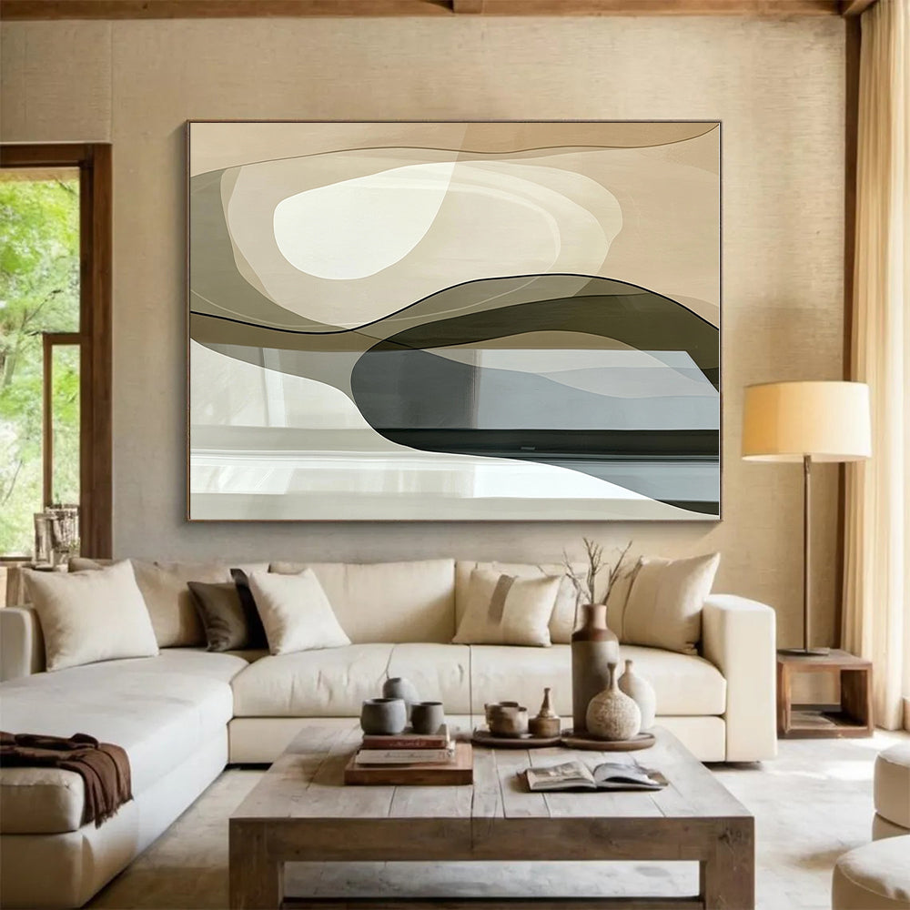Translucent Curved Shapes Abstract Painting with Elegant Flow WINK045