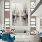 Gray - Toned Cityscape Abstract Painting for Urban - Inspired Offices HENG122