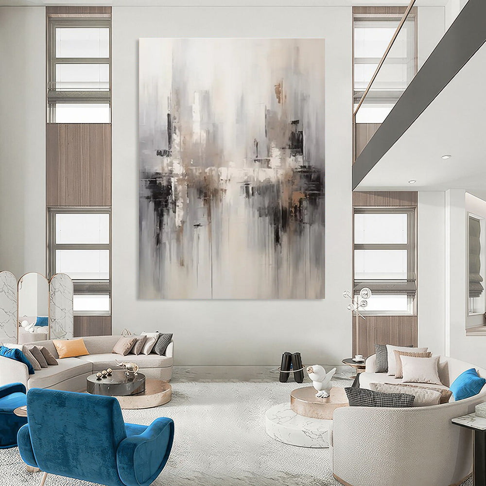 Gray - Toned Cityscape Abstract Painting for Urban - Inspired Offices HENG122