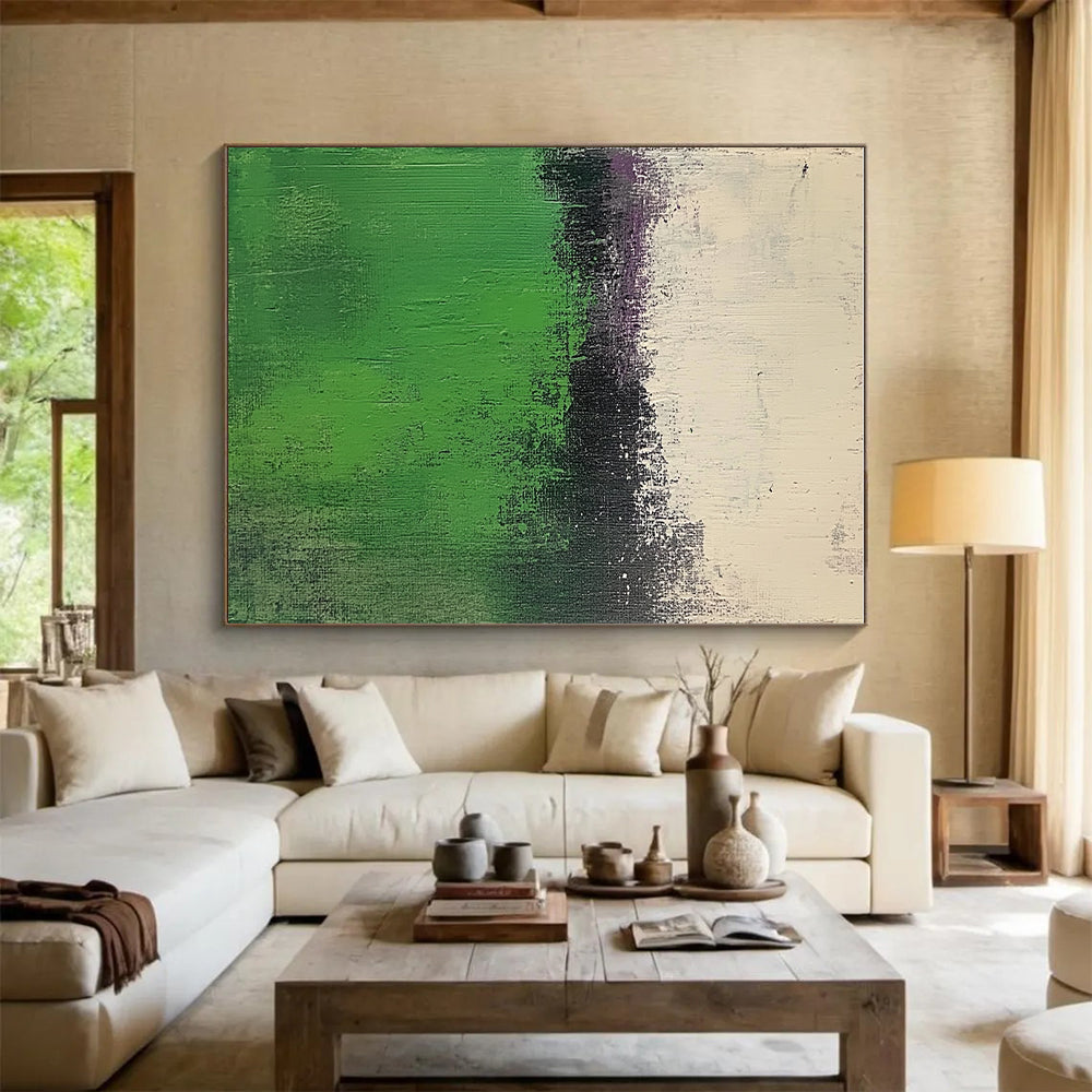 Green Purple Abstract Painting with Nature - Inspired Hues WINK568