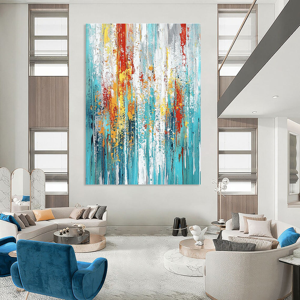 Colorful Dripping Stripes Abstract Painting for Vibrant Creative Hubs GAB0839
