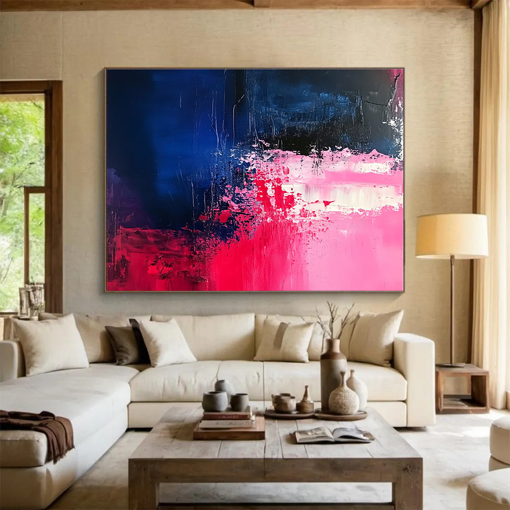 Pink - Blue Abstract Color Clash Painting ABS187