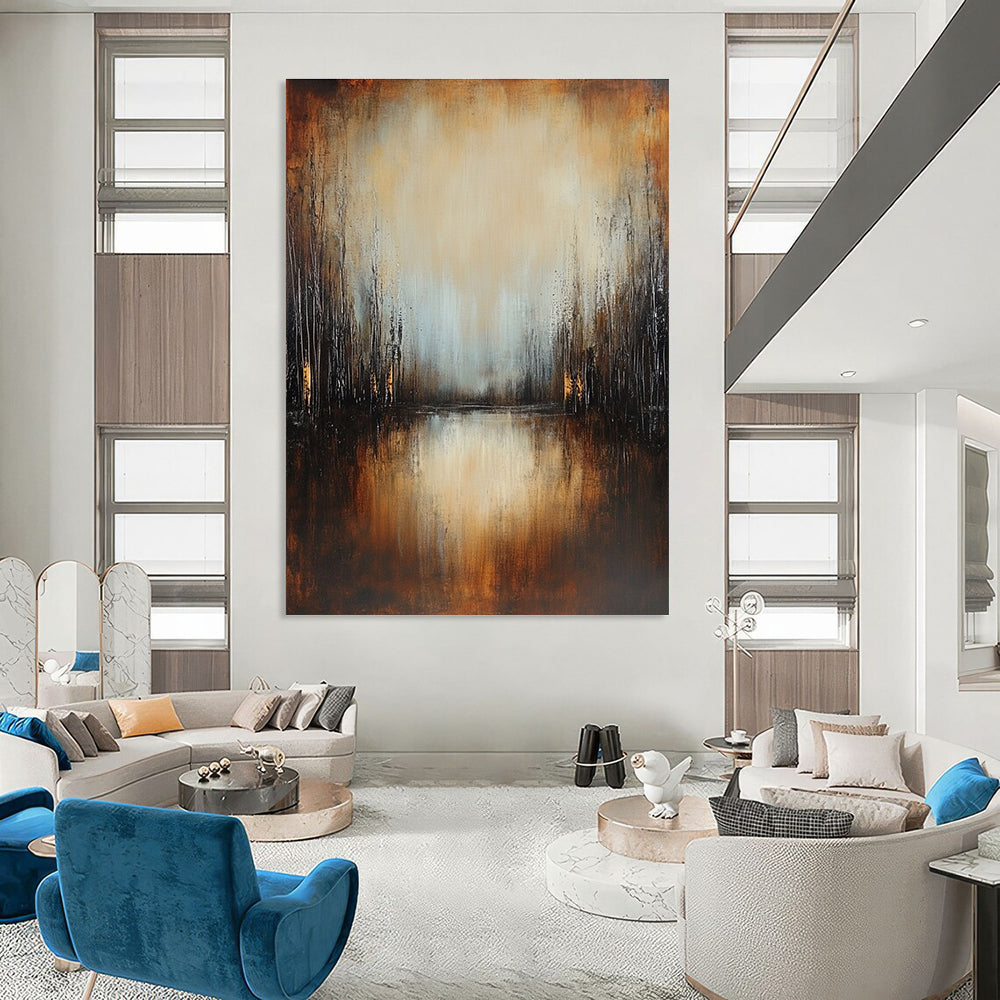 Forest Lake at Dusk - Mystical Landscape Abstract Painting GAB0581