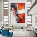 Vibrant Red and Orange Abstract Energetic Abstract Painting for Bold Interiors GAB1401
