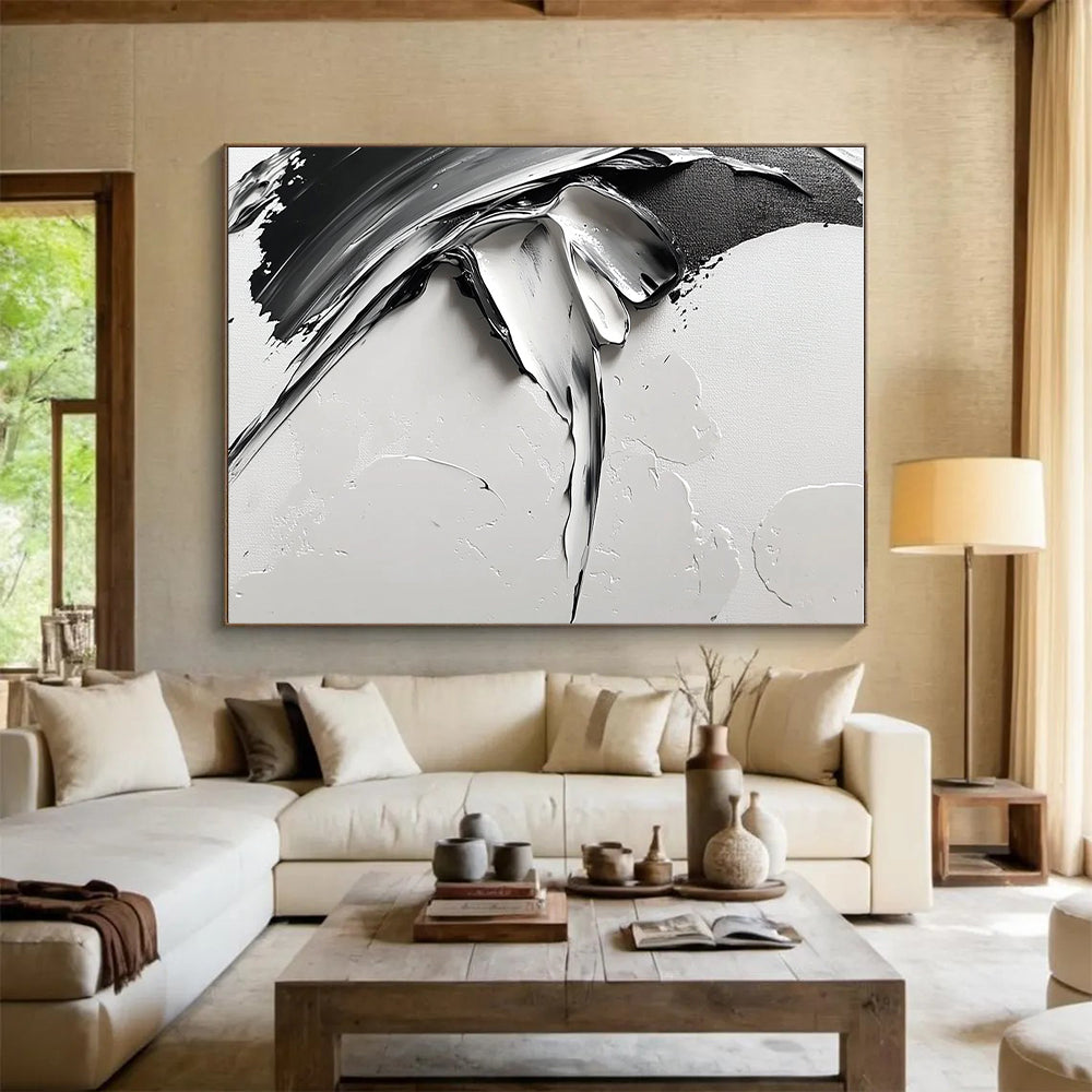 Gray - Toned Abstract Swirl Painting with Quiet Dynamism WINK355
