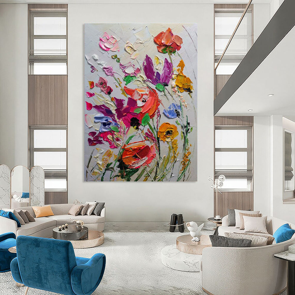 Lush Impasto Wildflowers Abstract Painting for Nature - Loving Spaces HENG265