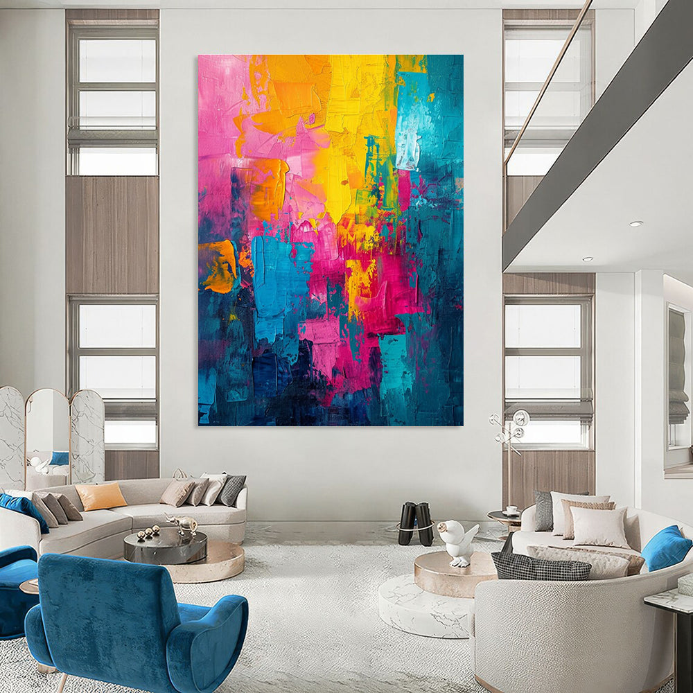 Vivid Color Block Abstract Painting for Modern Living Rooms HENG060