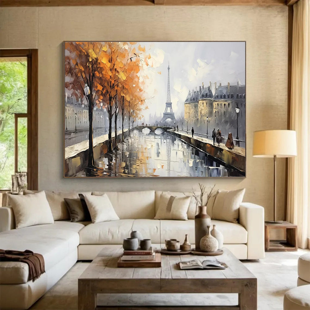 Parisian Autumn Abstract Painting for Romantic Cafes YHT171