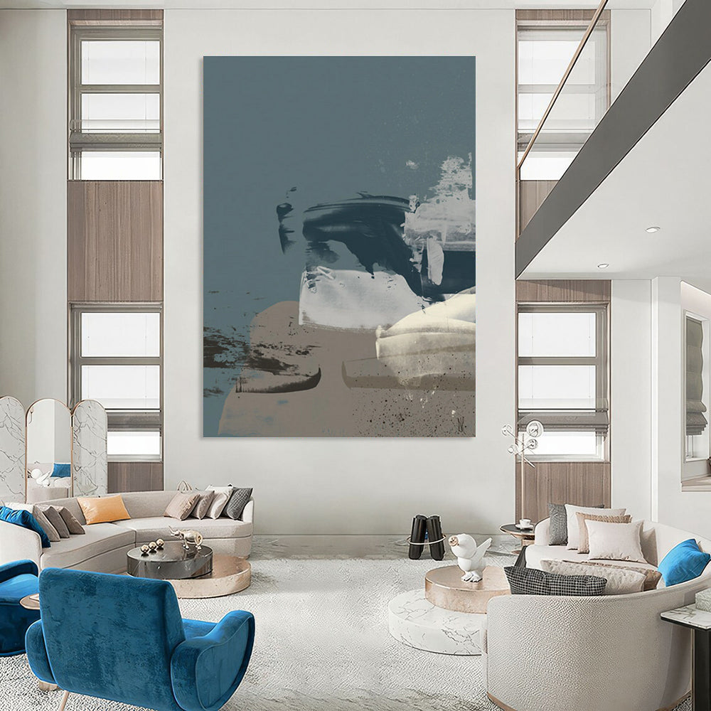 Modern Abstract Shape Collage Painting for Contemporary Decor HENG242