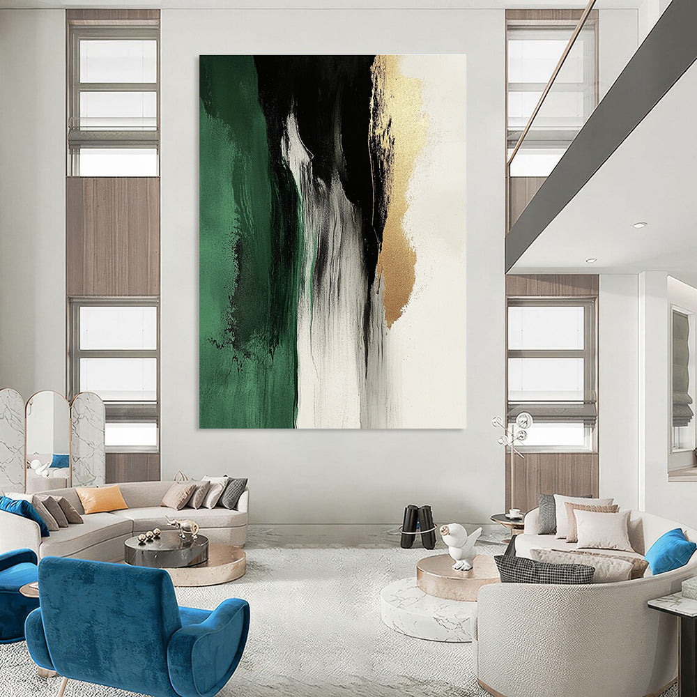 Green and Gold Flow Abstract Painting for Nature - Inspired Offices GAB0851