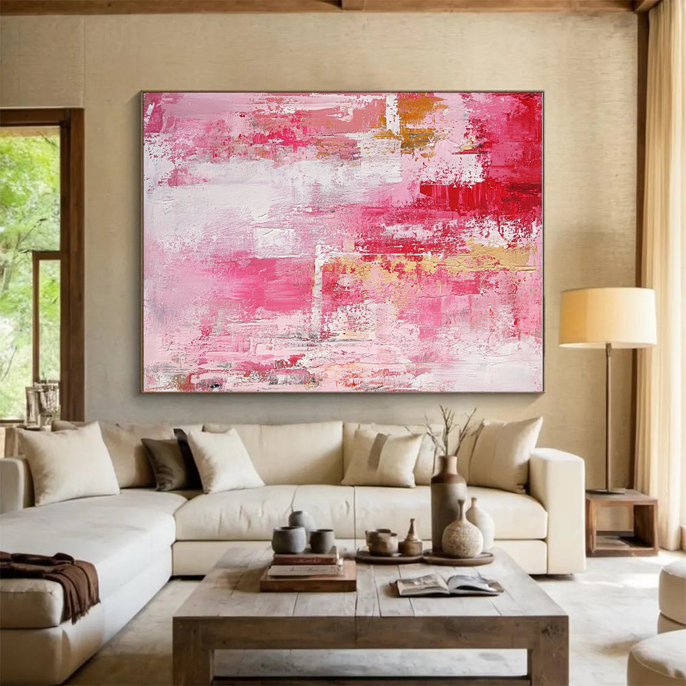 Pink Red Gold Abstract Painting with Feminine Opulence WINK546
