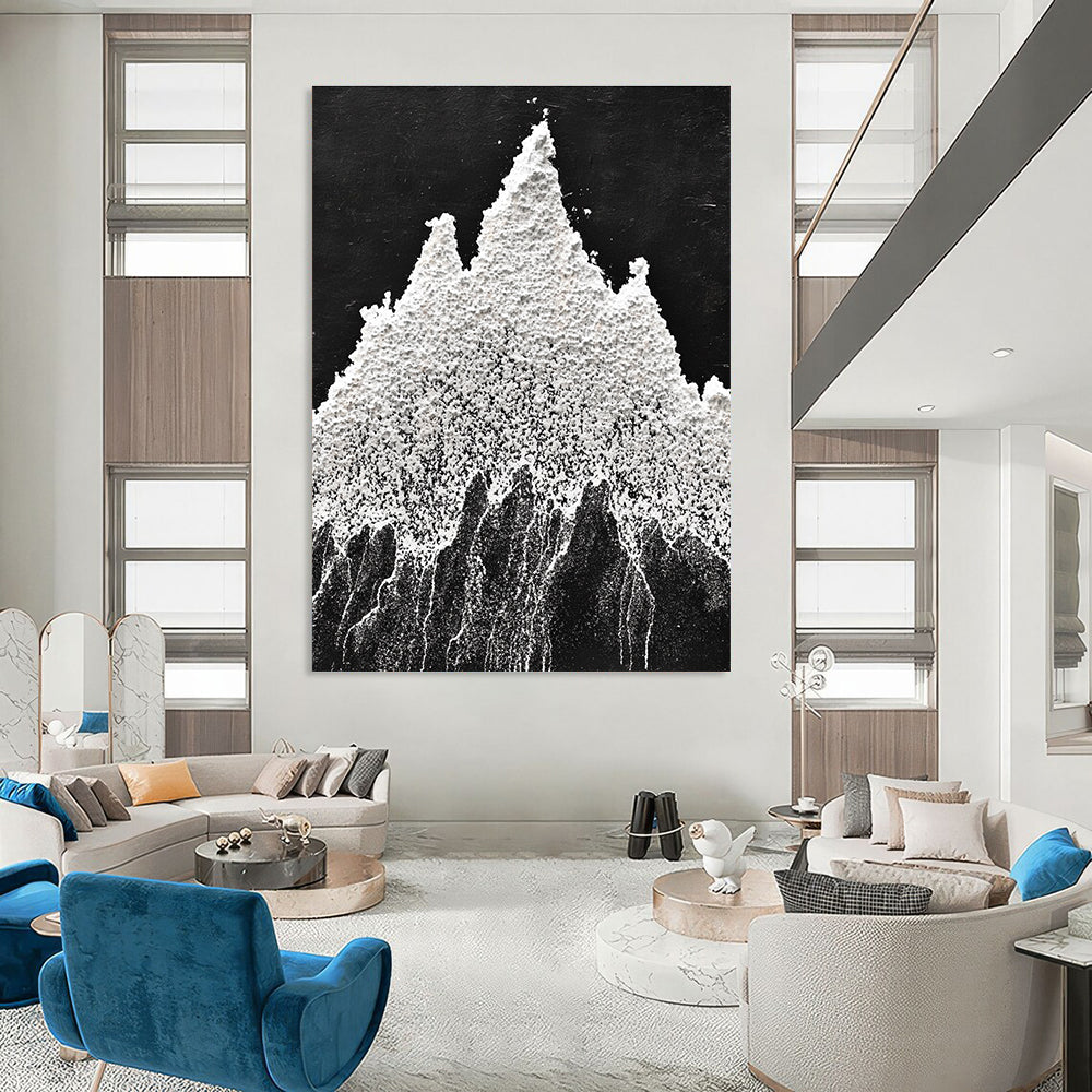 White Powder Mountain Textural Abstract Painting for Nature - Inspired Spaces GAB1535