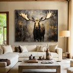 Moose Portrait Abstract Painting for Rustic - Chic Interiors YHT078