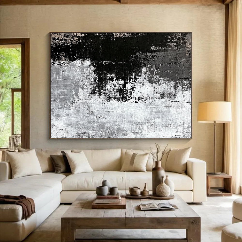 Black - White Abstract Textures Painting with Dramatic Contrast WINK425