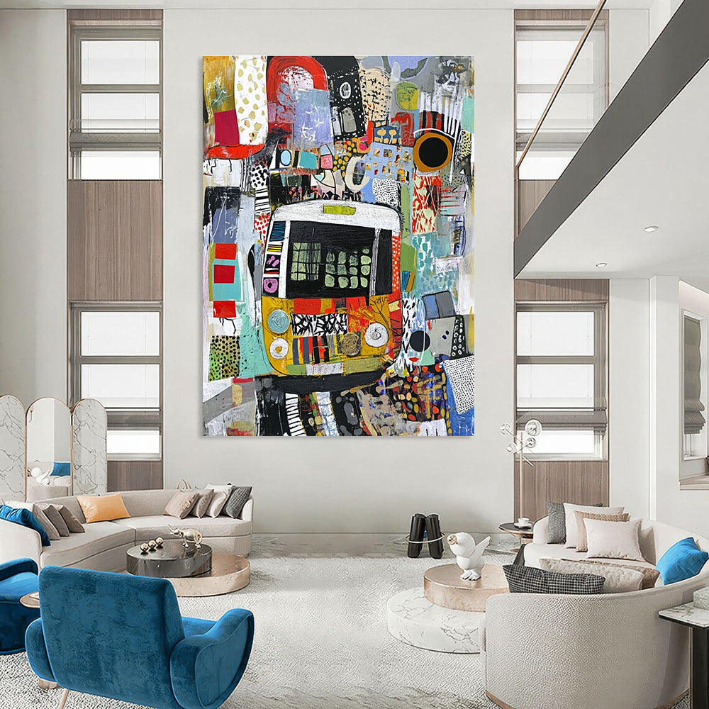Collage - Style Bus Abstract Painting for Urban Art Museums GAB1238