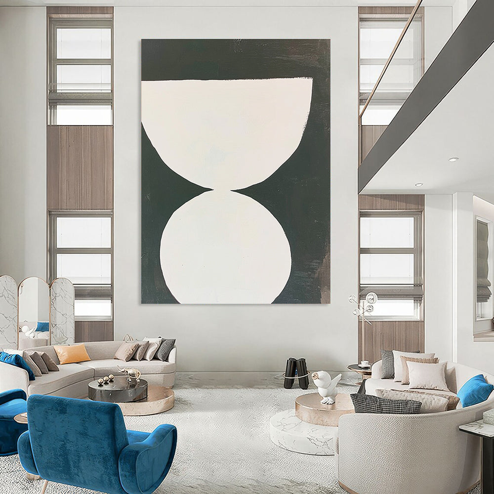 Black and White Hourglass - Monochromatic Geometric Art GAB0406