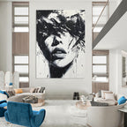 Black and White Abstract Portrait - Expressive Figurative Abstract Art GAB0449