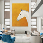 White Horse Portrait Stylized Equine Abstract Painting GAB0229