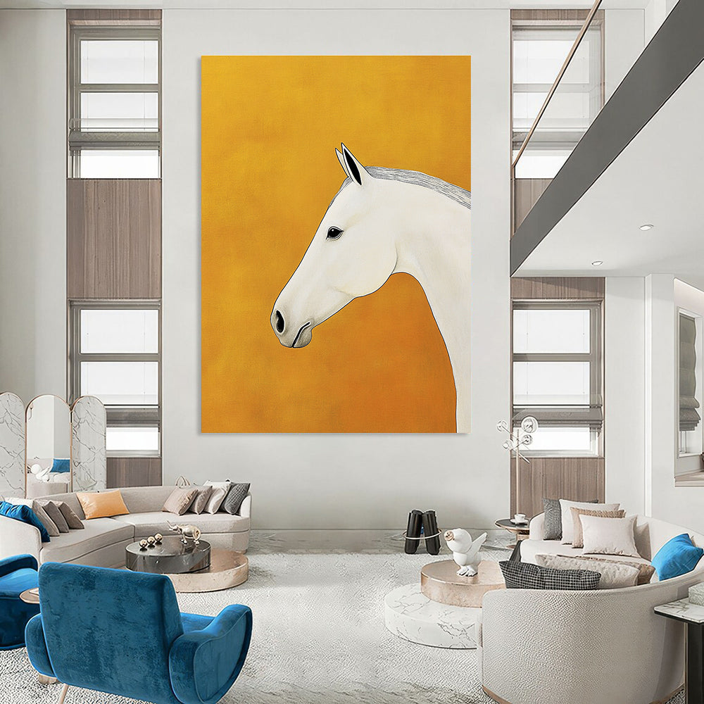 White Horse Portrait Stylized Equine Abstract Painting GAB0229