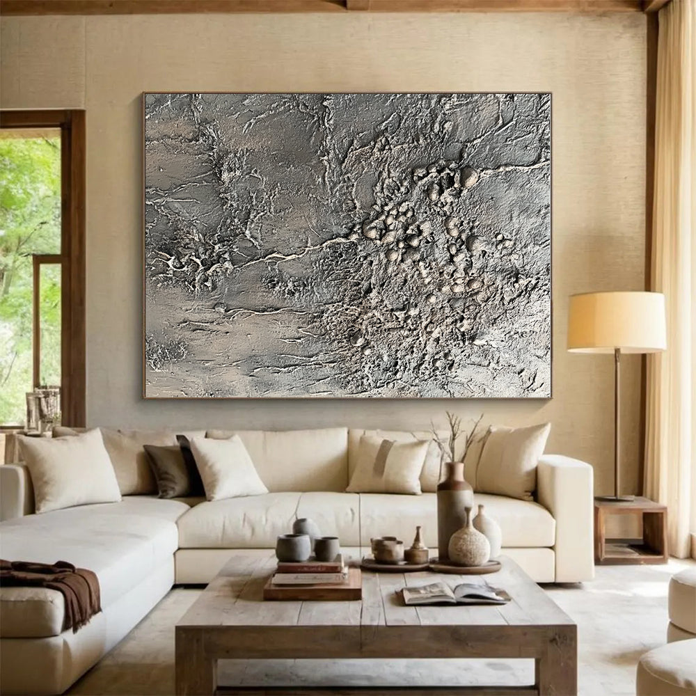 Gray Textured Organic Growth Painting with Natural Intrigue WINK068