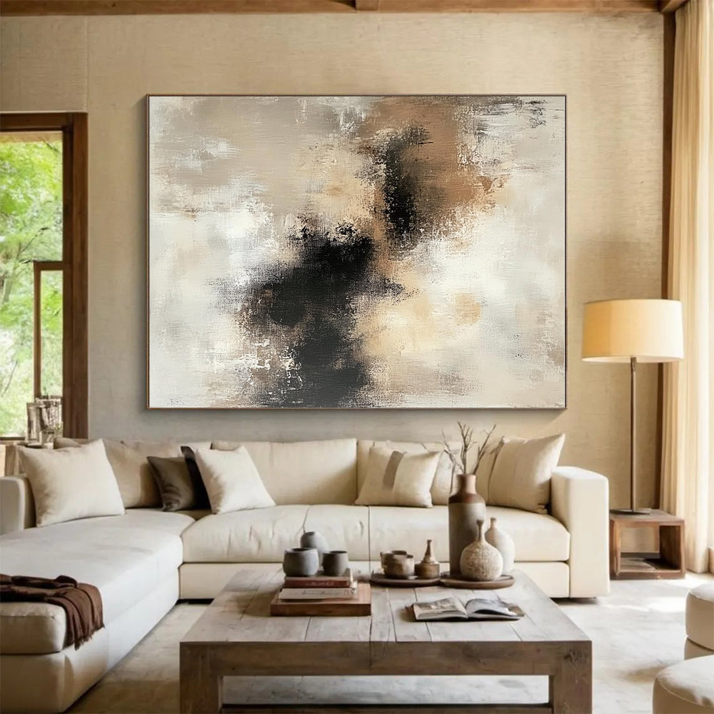 Beige - Black Abstract Painting with Quiet Intensity WINK534