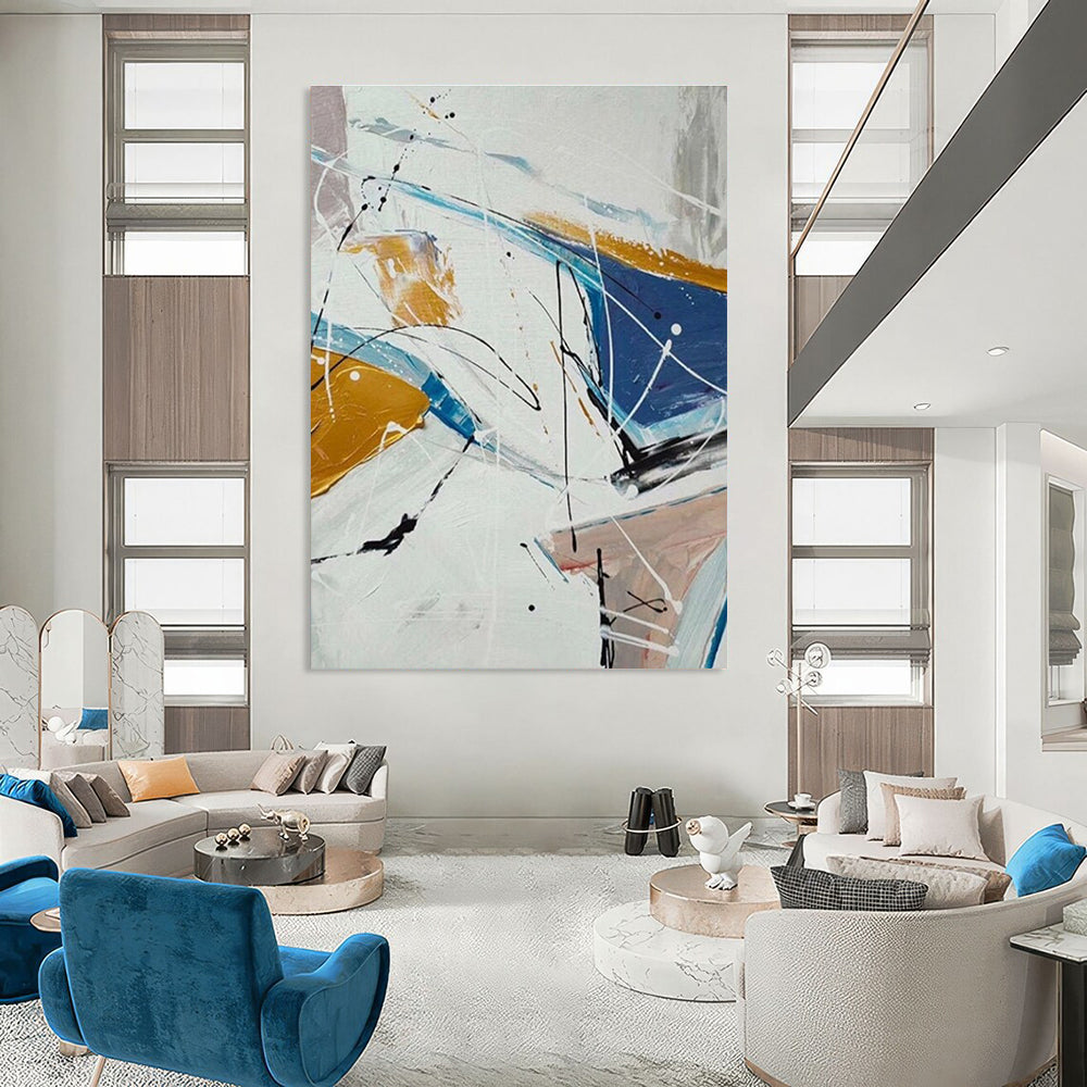 Energetic Abstract Lines Abstract Painting for Advertising Agency Meeting Rooms HENG049