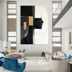 Geometric Face - Inspired Abstract Painting for Modern Art Galleries GAB0884