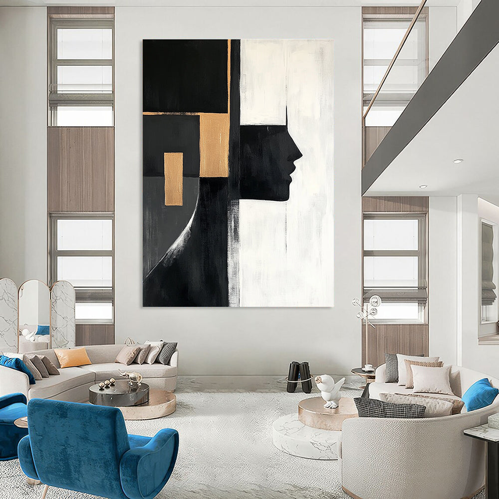 Geometric Face - Inspired Abstract Painting for Modern Art Galleries GAB0884
