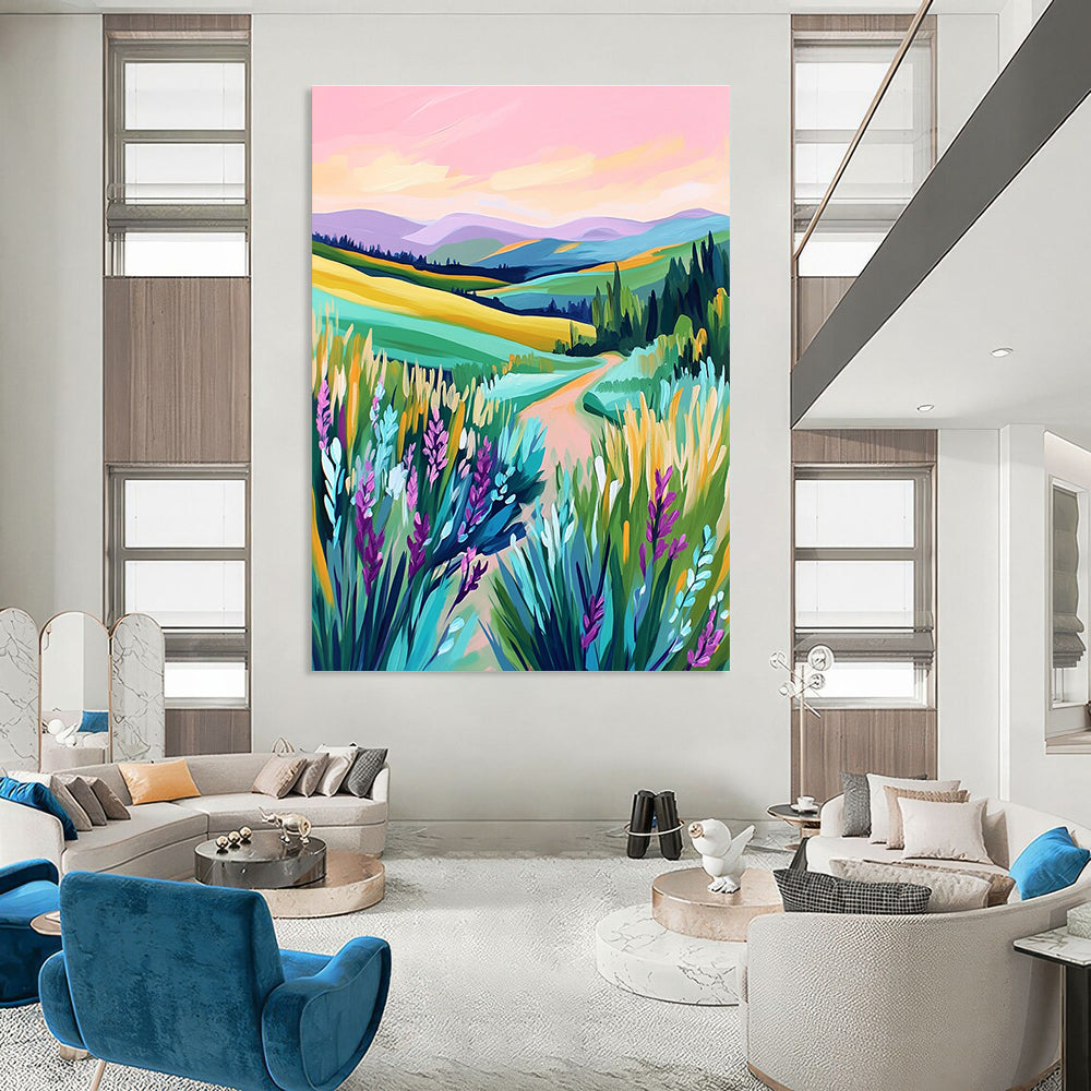 Colorful Rolling Hills Landscape - Modern Impressionist Art GAB0386