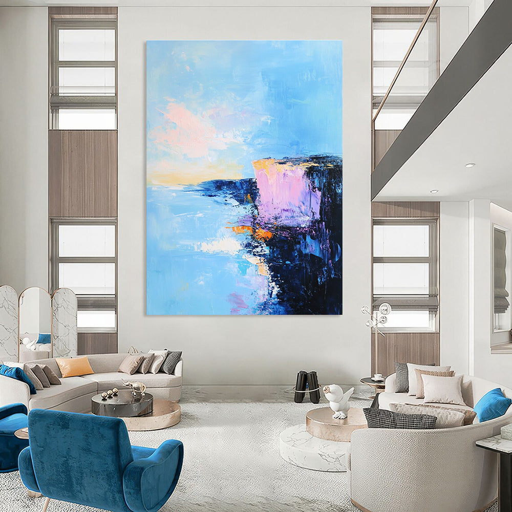 Coastal Cliffs at Sunset Abstract Painting for Luxury - Styled Residences GAB1076