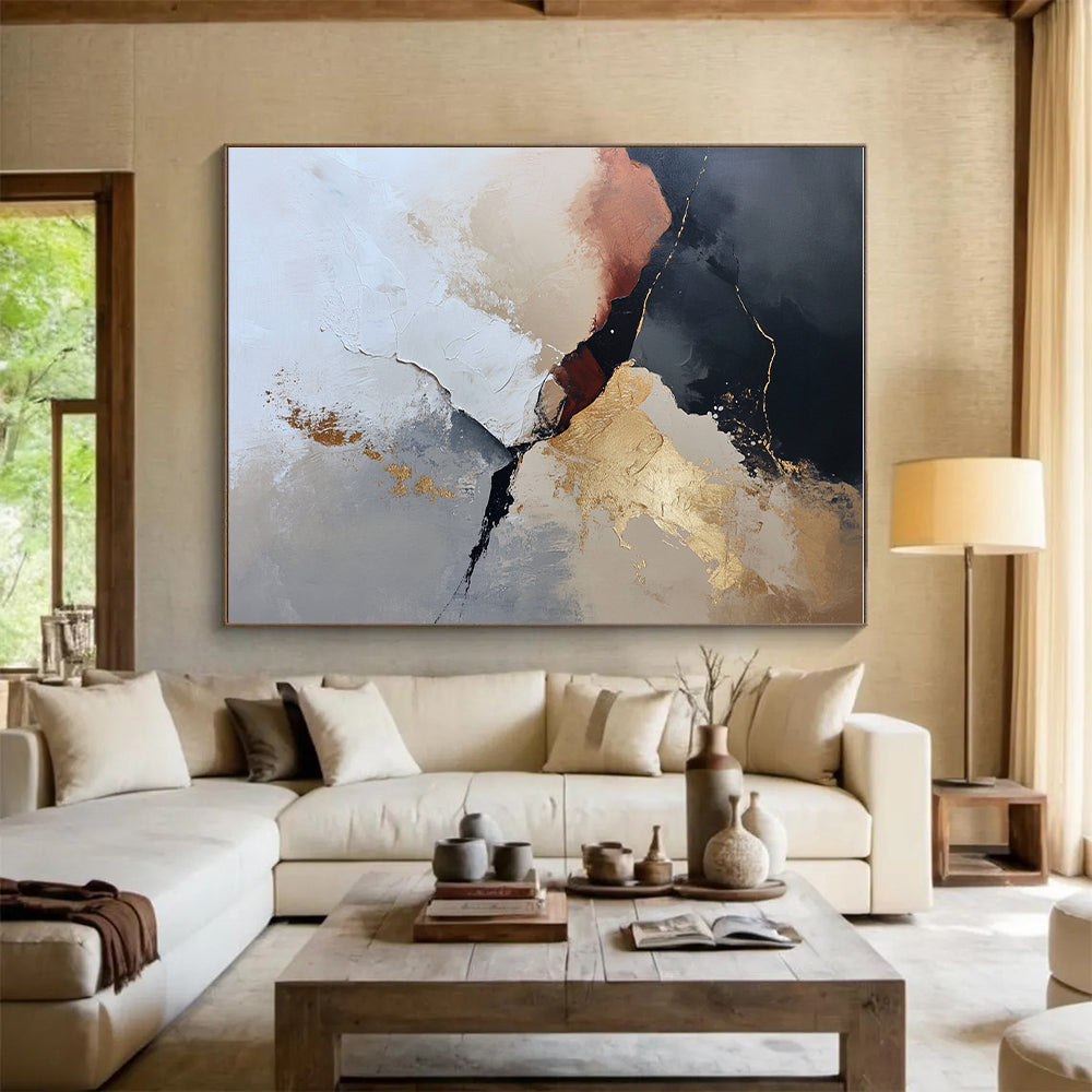 Black Gold Beige Abstract Painting with Timeless Allure WINK466