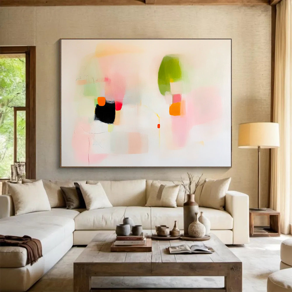 Soft Color Block Abstract Painting with Gentle Playful Forms ABS537