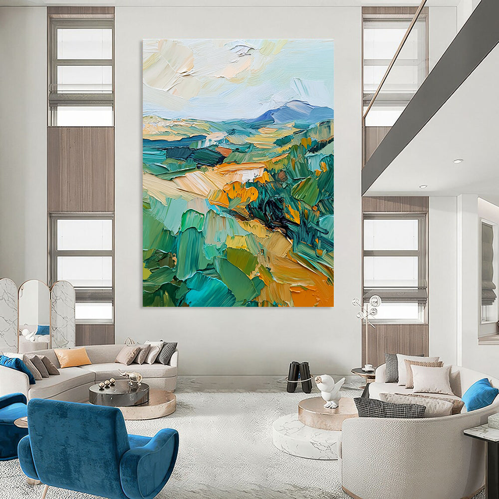 Colorful Landscape Impression Abstract Painting of Vibrant Countryside GAB0096
