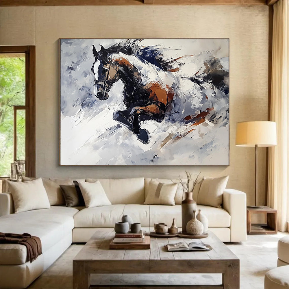 Galloping Horse Abstract Painting with Dynamic Energy ABS595