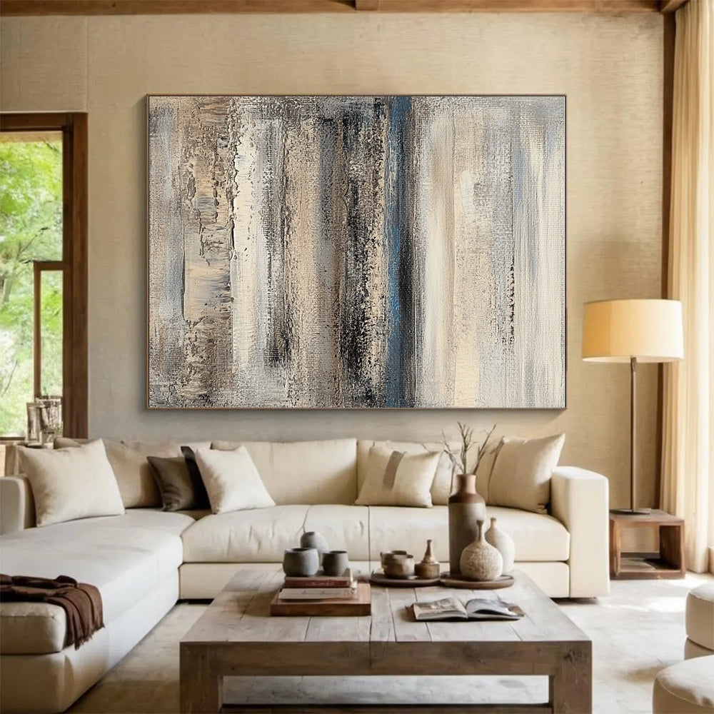 Gray and Blue Textured Layers Abstract Painting with Coastal Calm WINK285