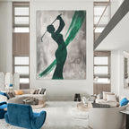 Golf Player Silhouette Abstract Painting of Athletic Grace GAB0201