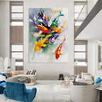 Colorful Koi Fish Painting of Vibrant Aquatic Energy GAB0146