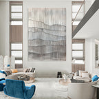 Wavy Line Textures Abstract Painting of Monochromatic Rhythms GAB0138